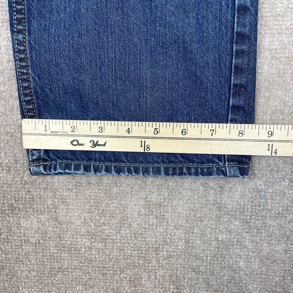 Wrangler Slim Straight Jeans Mens 33x29 Blue Whiskered Denim Medium Wash Western - Picture 10 of 12